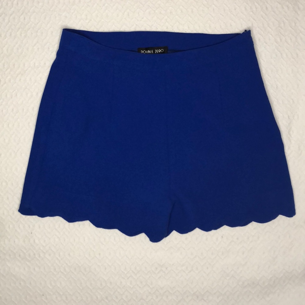 ‘DOUBLE ZERO’ Royal Blue High-Waisted Scallop Shorts Sz Small